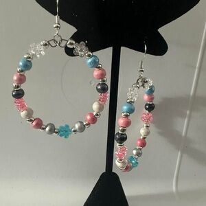 Colorful Beaded Hoop Earrings